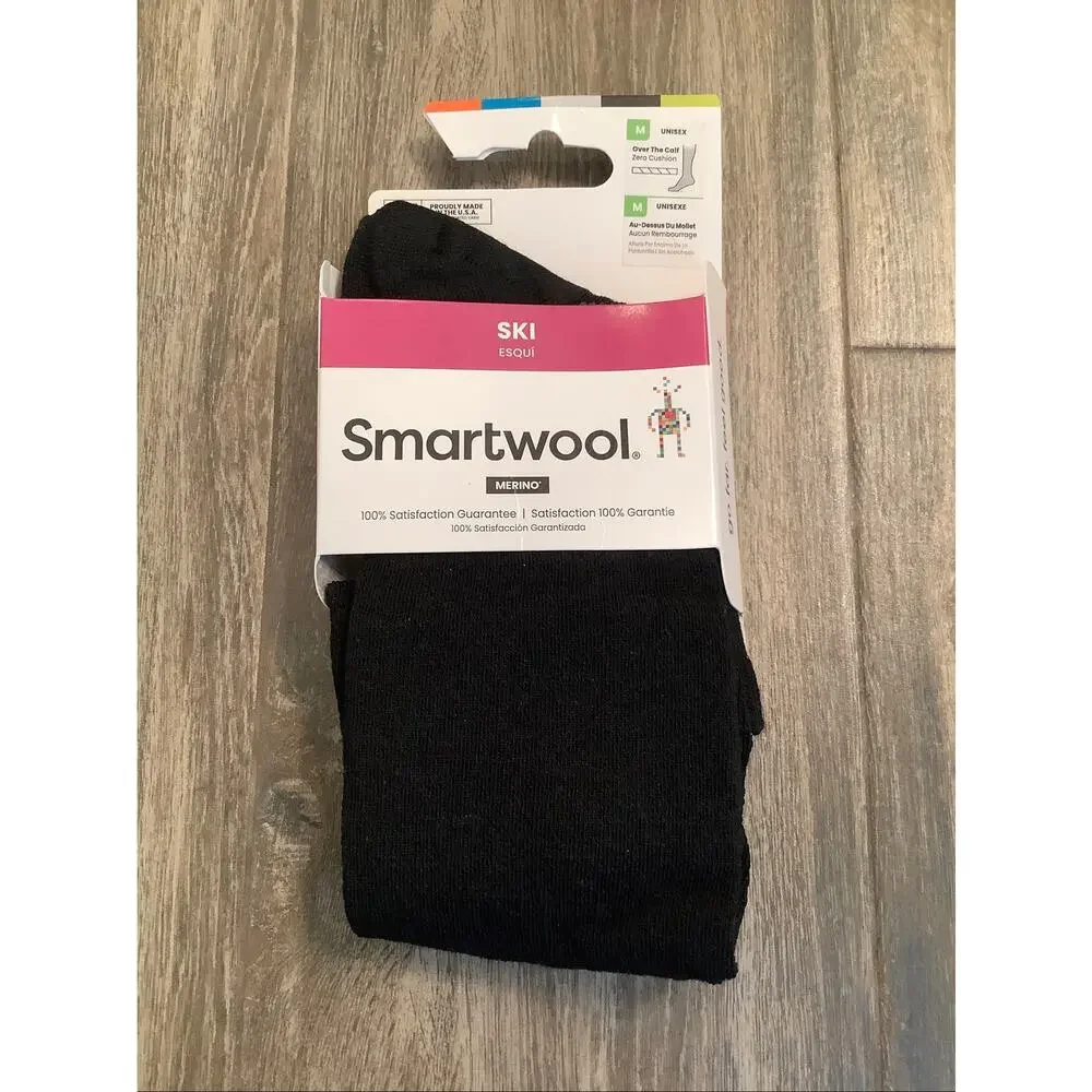 Smartwool Unisex Medium Black Ski Zero Cushion Merino Over The Calf Socks A20-4